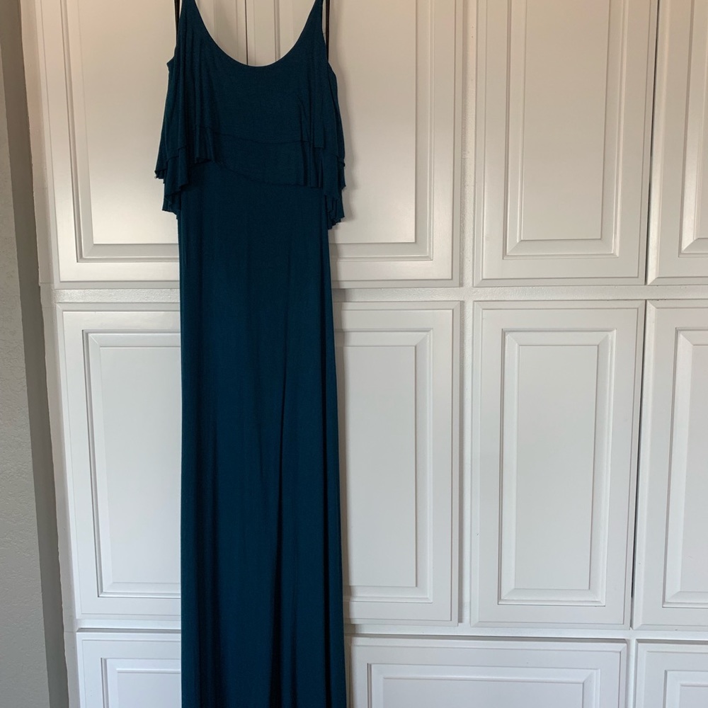 Long Mimi Chica Cotton Dress - Peacock Blue